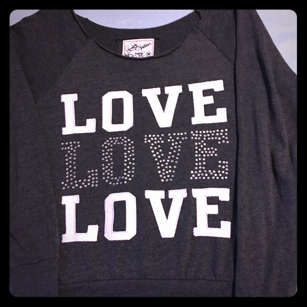 Off shoulder LOVE sweatshirt Sz med by reflex
